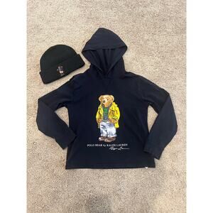 Polo Ralph Lauren Polo Bear Hoodie & Bear Cuff Beanie Hat Youth Medium (10-12)